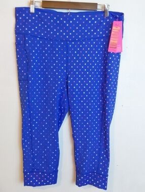 Lilly Pulitzer| Luxletic Borealis Blue Dot Print Weekender H Rise Capri Pant XXL